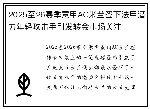 2025至26赛季意甲AC米兰签下法甲潜力年轻攻击手引发转会市场关注